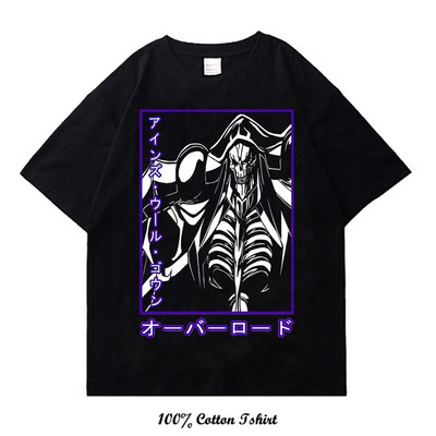 Jaapani Anime Overlord Graafilise trükiga T-särk Vintage Fashion Plus Size puuvillane kaelusega lühikeste varrukatega T-särk naiste meestele