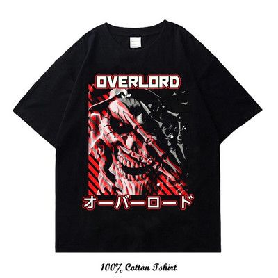 Majica kratkih rukava s japanskim animeom Overlord, vintage moda, velika pamučna majica s okruglim izrezom i kratkim rukavima, žene, muškarci