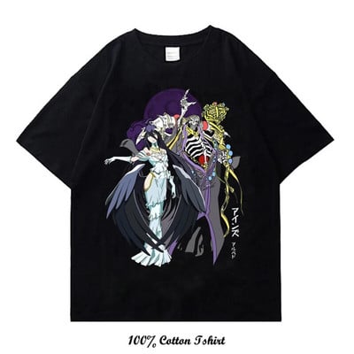 Majica kratkih rukava s japanskim animeom Overlord, vintage moda, velika pamučna majica s okruglim izrezom i kratkim rukavima, žene, muškarci