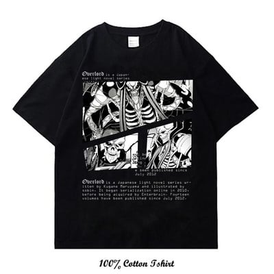 Majica kratkih rukava s japanskim animeom Overlord, vintage moda, velika pamučna majica s okruglim izrezom i kratkim rukavima, žene, muškarci