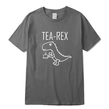 Тениска с големи размери Най-високо качество 100% памук Готин Забавен дизайн на динозаври с печат с о-образно деколте Дамска тениска Готина тениска Мъжки тениски