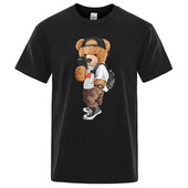 Tricou cu ursuleț de pluș care să-ți facă poza Tricou cu imprimeu grafic din desene animate Tricou cu mânecă scurtă pentru femei, ocazional de modă