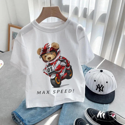 Tricou cu ursuleț de pluș care să-ți facă poza Tricou cu imprimeu grafic din desene animate Tricou cu mânecă scurtă pentru femei, ocazional de modă