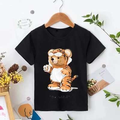 Tricou cu ursuleț de pluș care să-ți facă poza Tricou cu imprimeu grafic din desene animate Tricou cu mânecă scurtă pentru femei, ocazional de modă