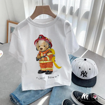 Tricou cu ursuleț de pluș care să-ți facă poza Tricou cu imprimeu grafic din desene animate Tricou cu mânecă scurtă pentru femei, ocazional de modă