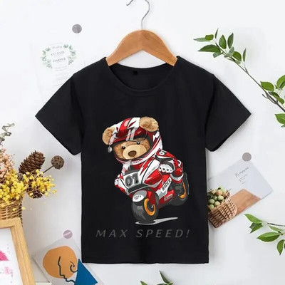 Tricou cu ursuleț de pluș care să-ți facă poza Tricou cu imprimeu grafic din desene animate Tricou cu mânecă scurtă pentru femei, ocazional de modă