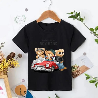 Tricou cu ursuleț de pluș care să-ți facă poza Tricou cu imprimeu grafic din desene animate Tricou cu mânecă scurtă pentru femei, ocazional de modă