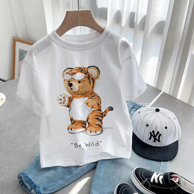 Tricou cu ursuleț de pluș care să-ți facă poza Tricou cu imprimeu grafic din desene animate Tricou cu mânecă scurtă pentru femei, ocazional de modă