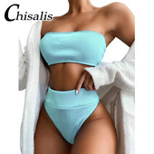 Seksi kupaći kostimi s visokim strukom, ženski kupaći kostim s otvorenim ramenima, jednobojni bikini za 2021., ženski kupaći kostim s bandeau kupaćim kostimom za kupanje