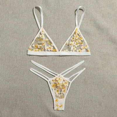 Ziedu izšuvumi Sieviešu apakšveļa Seksīga apakšveļas komplekts G-string string Apakšveļa Gultasveļa Sieviešu apakšveļa нижнее бельё женское