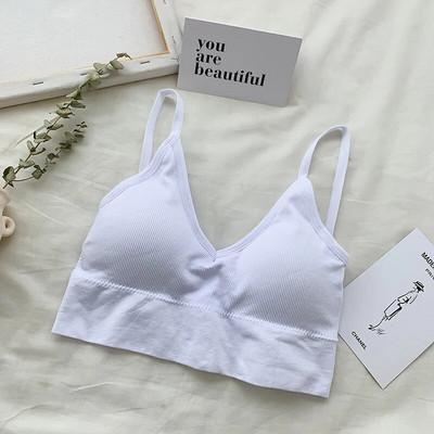 GCAROL Női V nyakú Gather No Steel Ring Sportmelltartó Levehető vékony vállpánt Szexi Push Up Stretch Hem Fehérnemű Melltartó