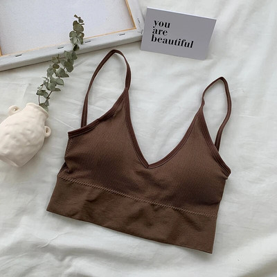 GCAROL Női V nyakú Gather No Steel Ring Sportmelltartó Levehető vékony vállpánt Szexi Push Up Stretch Hem Fehérnemű Melltartó