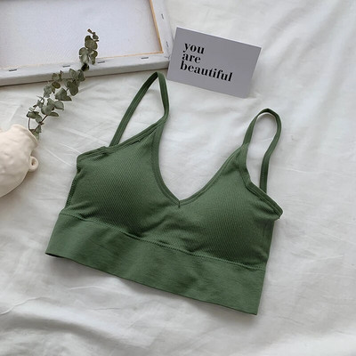 GCAROL Női V nyakú Gather No Steel Ring Sportmelltartó Levehető vékony vállpánt Szexi Push Up Stretch Hem Fehérnemű Melltartó