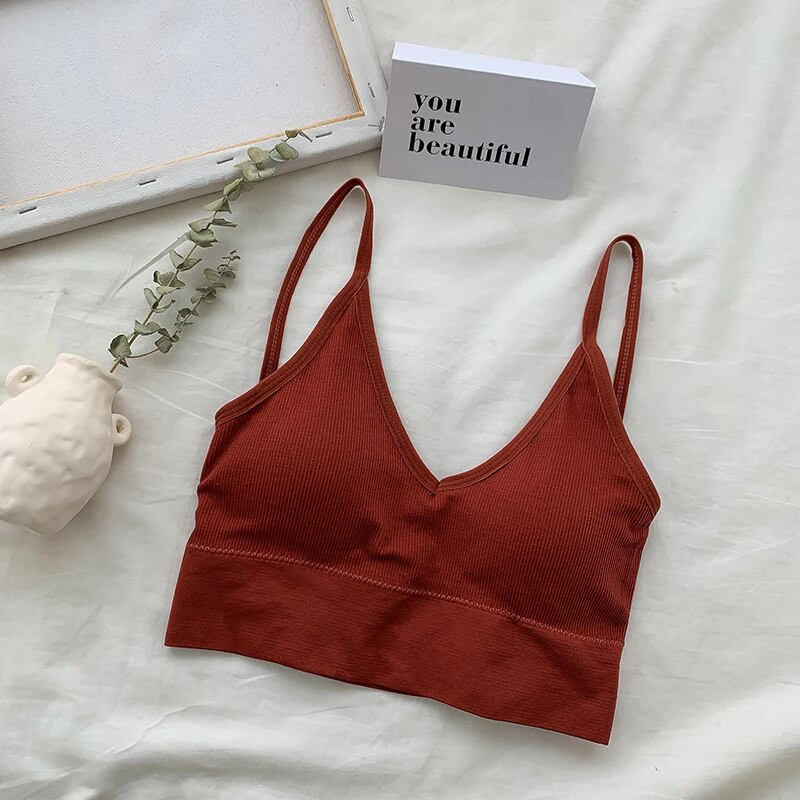 GCAROL Női V nyakú Gather No Steel Ring Sportmelltartó Levehető vékony vállpánt Szexi Push Up Stretch Hem Fehérnemű Melltartó