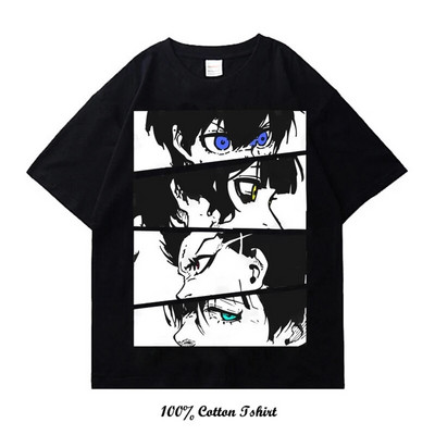 Kék Lock Anime póló Nyári Grafikus nyomtatási Ruházat Alkalmi divat Nagy méretű pamut nyakú póló Női Férfi