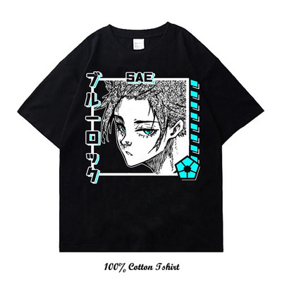 Kék Lock Anime póló Nyári Grafikus nyomtatási Ruházat Alkalmi divat Nagy méretű pamut nyakú póló Női Férfi