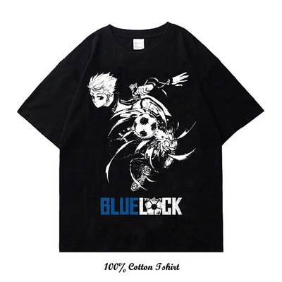 Kék Lock Anime póló Nyári Grafikus nyomtatási Ruházat Alkalmi divat Nagy méretű pamut nyakú póló Női Férfi