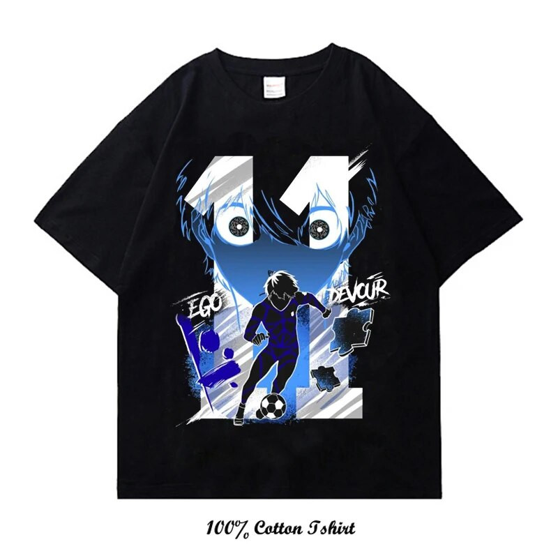 Kék Lock Anime póló Nyári Grafikus nyomtatási Ruházat Alkalmi divat Nagy méretű pamut nyakú póló Női Férfi