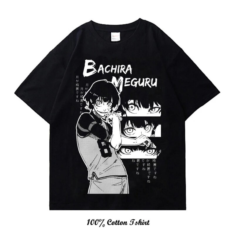 Kék Lock Anime póló Nyári Grafikus nyomtatási Ruházat Alkalmi divat Nagy méretű pamut nyakú póló Női Férfi