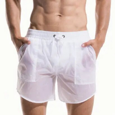 Desmiit férfi úszónadrág Szexi átlátszó vízálló nylon fürdőruha Strand úszónadrág Férfi fürdőruha Deszkanadrág rövidnadrág