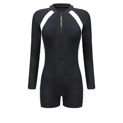 Costum de baie dintr-o singură piesă pentru femei, cu mâneci lungi, scurte, costum de baie, cu fermoar, pentru erupție cutanată, vară, surfing, scufundări, costum de baie