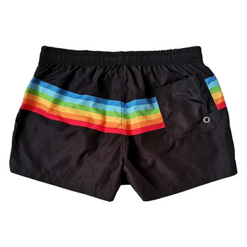 Ανδρικά σορτς Fast Dry Board Rainbow ριγέ παντελόνι παραλίας Βερμούδες Σέρφινγκ Κοντό ανδρικό πολυεστερικό σορτς γυμναστικής Μαύρο λευκό Swim Short M XL