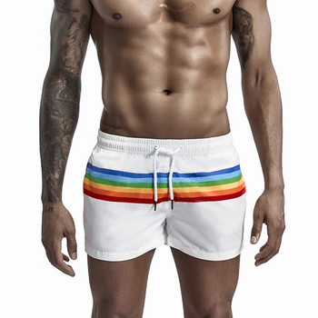 Ανδρικά σορτς Fast Dry Board Rainbow ριγέ παντελόνι παραλίας Βερμούδες Σέρφινγκ Κοντό ανδρικό πολυεστερικό σορτς γυμναστικής Μαύρο λευκό Swim Short M XL