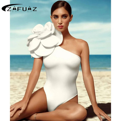 ZAFUAZ 2024 Дамски бански костюми 3D цветя Цял бански костюм Луксозно боди монокини Бразилски бански костюм Плажно облекло Лятна рокля