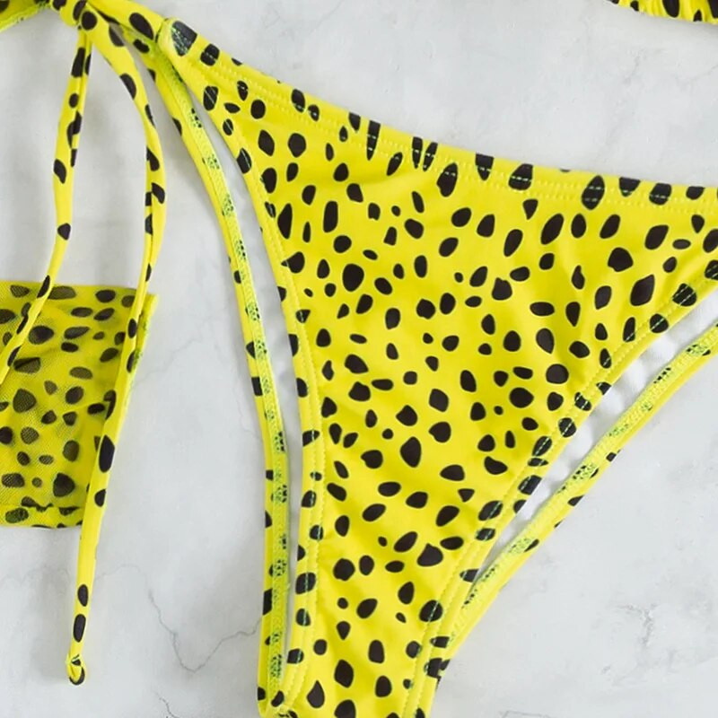S- XL Bikini dugih rukava s leopard printom Ženski kupaći kostim Ženski kupaći kostim Trodijelni komplet bikinija Kupaći kostim Swim 2