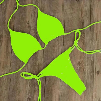 Set de bikini sexy de vară, solid, pentru femei, cu cravată laterală, cu șnur, tanga, costum de baie pentru femeie, costum de baie, costum de baie brazilian Biquini 2