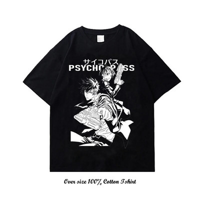 Anime psycho pass Graphic print Tshirt Vintage Casual Fashion Plus Size Cotton Crew λαιμόκοψη κοντομάνικο γυναικείο μπλουζάκι