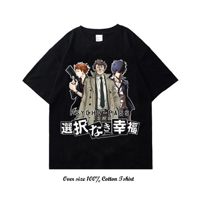 Anime psycho pass Graphic print Tshirt Vintage Casual Fashion Plus Size Cotton Crew λαιμόκοψη κοντομάνικο γυναικείο μπλουζάκι