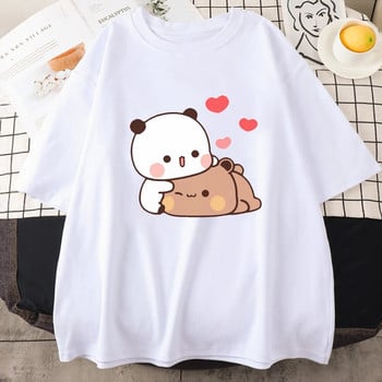 Cartoon Panda Bear Bubu and Dudu T Shirt Plus Size 100% Cotton Women Tops Kawaii Print Harajuku Ullzang Tees O-Neck Γυναικεία