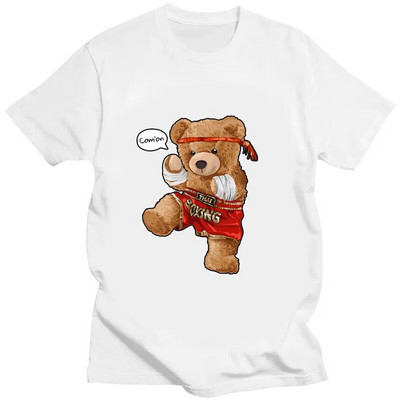 Muay Thai Bear majica kratkih rukava sa smiješnim printom Ženska pamučna velika Harajuku majica kratkih rukava Ljetna modna ulična majica