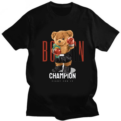 Muay Thai Bear majica kratkih rukava sa smiješnim printom Ženska pamučna velika Harajuku majica kratkih rukava Ljetna modna ulična majica