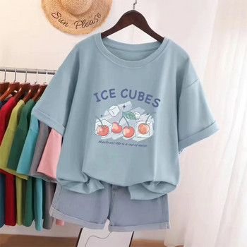 Summer Plus Size Premium Cotton Y2KT-shirt Γυναικείο Cartoon Cherry Print T-shirt Oversized Αθλητικό μπλουζάκι Jogging Δωρεάν αποστολή