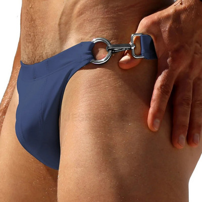 Meeste uued ühepoolsed metallist pandlad, ühevärvilised kolmnurgaga ujumispüksid Euroopa Ameerika seksikad madala vöökohaga bikiinid, suvised surfid, kiiresti kuivavad