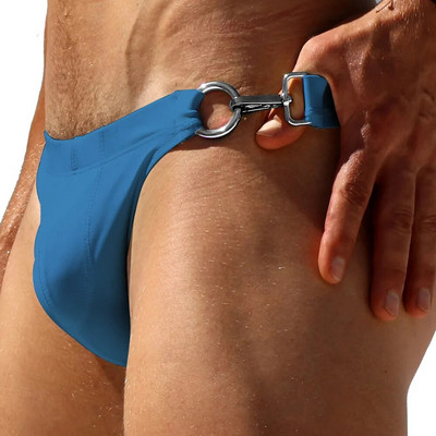 Meeste uued ühepoolsed metallist pandlad, ühevärvilised kolmnurgaga ujumispüksid Euroopa Ameerika seksikad madala vöökohaga bikiinid, suvised surfid, kiiresti kuivavad