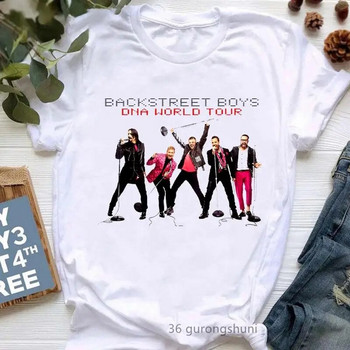 Модна тениска с графичен принт Backstreet Boys World Harajuku Streetwear с къс ръкав Модна тениска с кръгло деколте Плюс размер Дамска тениска