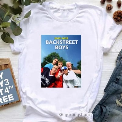 Модна тениска с графичен принт Backstreet Boys World Harajuku Streetwear с къс ръкав Модна тениска с кръгло деколте Плюс размер Дамска тениска