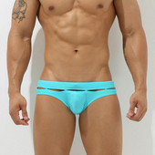 Soe sooduspakkumine Meeste soliidsed ujumispüksid Seksikad gay õõnsad bikiinid ujumispüksid Taevasinine madala kõrgusega ujumisriided Ma peenist kott bikiinidest ujumistrikoo XXL