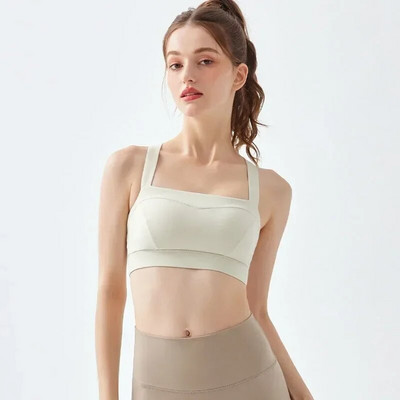 Crossed Buckle Design jógamelltartó, nagy hatású, rugalmas fitneszmelltartó, ütésálló hát nélküli női sportfelső