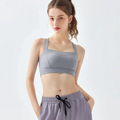 Crossed Buckle Design jógamelltartó, nagy hatású, rugalmas fitneszmelltartó, ütésálló hát nélküli női sportfelső