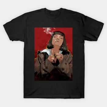 Funny Pulp Fiction Tshirt Mia Wallace Quentin Tarantino Graphic Tshirt Дамски и мъжки ретро памучни унисекс горнища от 90-те години