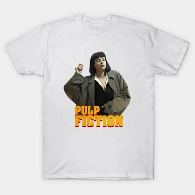 Juokingi „Pulp Fiction“ marškinėliai Mia Wallace Quentin Tarantino Grafiniai marškinėliai Moteriški ir Vyriški 90-ųjų Retro didelio dydžio medvilniniai unisex viršutiniai drabužiai