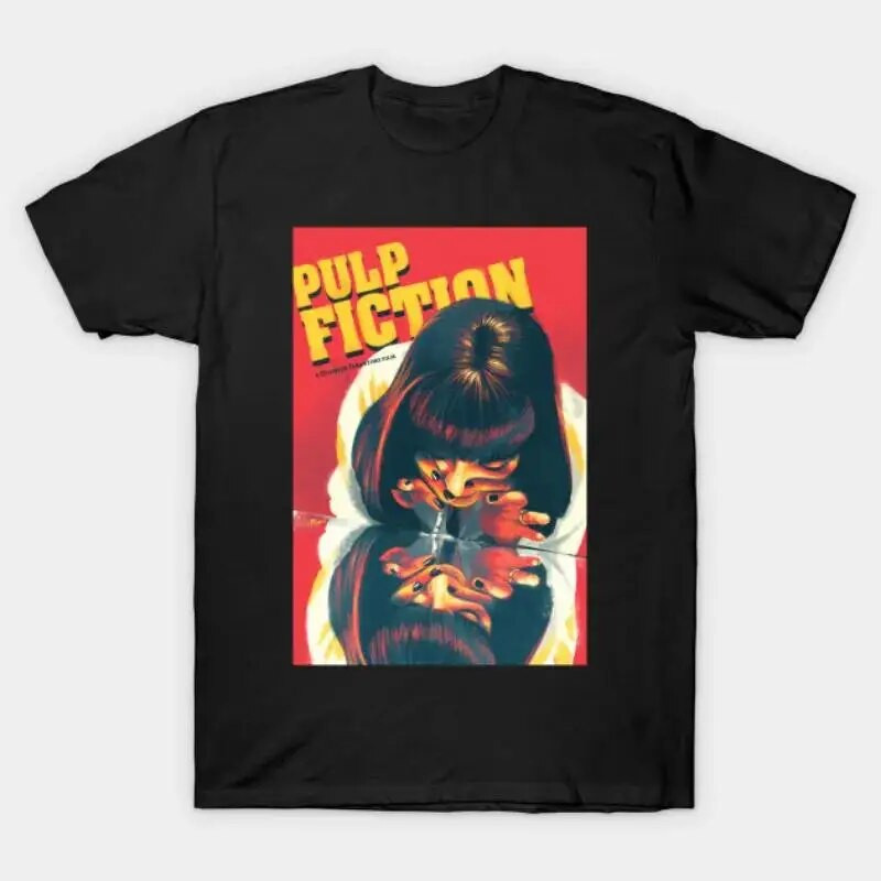 Juokingi „Pulp Fiction“ marškinėliai Mia Wallace Quentin Tarantino Grafiniai marškinėliai Moteriški ir Vyriški 90-ųjų Retro didelio dydžio medvilniniai unisex viršutiniai drabužiai