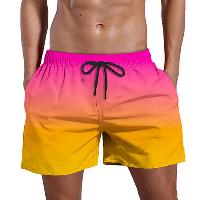 2023-as férfi sport rövid színátmenetes úszónadrág Nyári Quick Dry Pocket Beach Shorts Hawaii Board Shorts Férfi Ruházat Futás Edzés