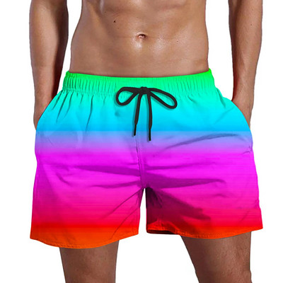 2023-as férfi sport rövid színátmenetes úszónadrág Nyári Quick Dry Pocket Beach Shorts Hawaii Board Shorts Férfi Ruházat Futás Edzés
