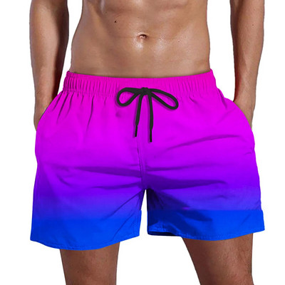 2023-as férfi sport rövid színátmenetes úszónadrág Nyári Quick Dry Pocket Beach Shorts Hawaii Board Shorts Férfi Ruházat Futás Edzés
