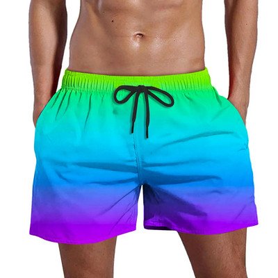 2023-as férfi sport rövid színátmenetes úszónadrág Nyári Quick Dry Pocket Beach Shorts Hawaii Board Shorts Férfi Ruházat Futás Edzés
